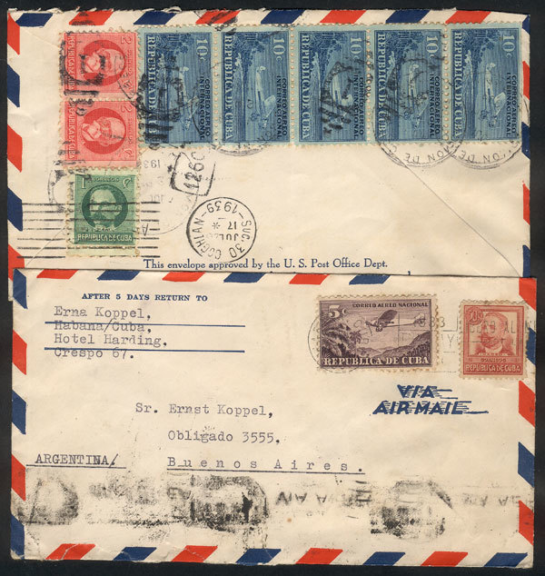 CUBA 2 Airmail Covers Sent To Argentina In JUL/1939, Nice Postages! - Autres & Non Classés