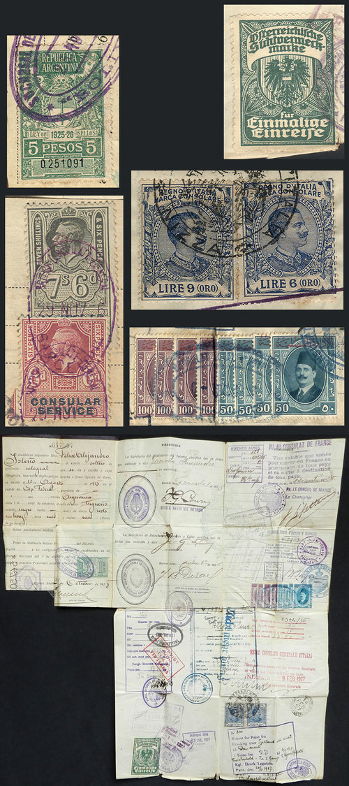 EGYPT Old Passport Of Argentina With A Number Of Revenue Stamps Of Egypt, Austri - Autres & Non Classés