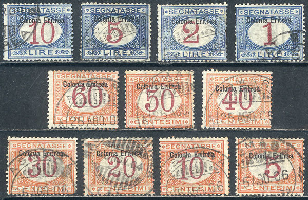 ERITREA Sc.J1/J11, 1903 Complete Set Of 11 Used Values, With The Overprint At To - Eritrea