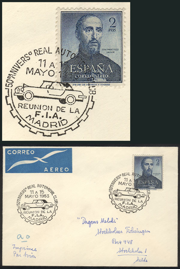 SPAIN Cover Franked By Yvert A.256, With Special Postmark Of 11/MAY/1953: Topic - Other & Unclassified