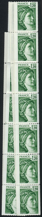 FRANCE Sc.1675, Strip Of 30 Stamps, Every 10 Examples There Are Double, Triple O - Autres & Non Classés