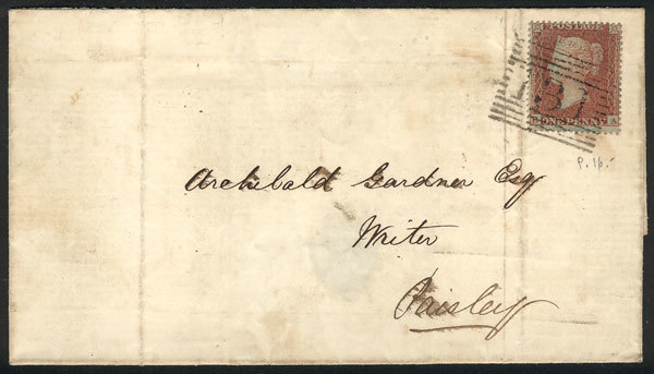 GREAT BRITAIN Folded Cover Sent From Edinburgh To Paisley On 25/JA/1856 Franked - Service