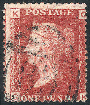 GREAT BRITAIN "Sc.33 (SG.43), 1p. Red-rose PLATE 225, ""83"" Cancel Of Bishops S - Service