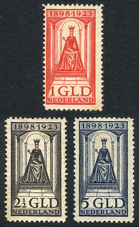 NETHERLANDS Sc.132/134, 1923 1G To 5G, The 3 High Values Of The Set, Mint Lightl - Autres & Non Classés