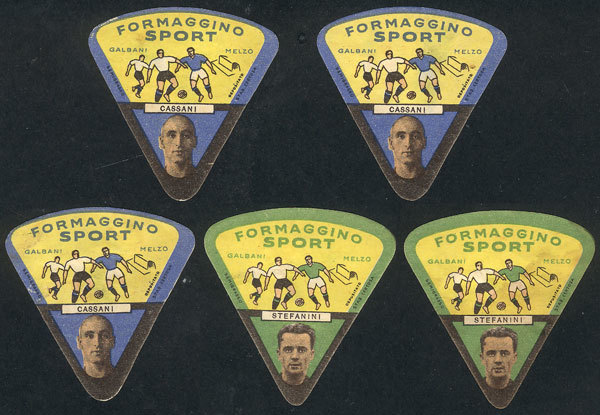 ITALY 5 Old Labels With Views Of FOOTBALL Players, Interesting! - Otros & Sin Clasificación