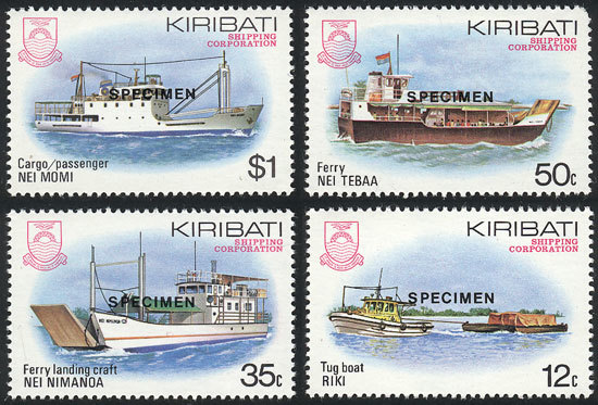 KIRIBATI Sc.440/3, 1984 Ships, Cpl. Set Of 4 Values With SPECIMEN Overprint, Exc - Kiribati (1979-...)