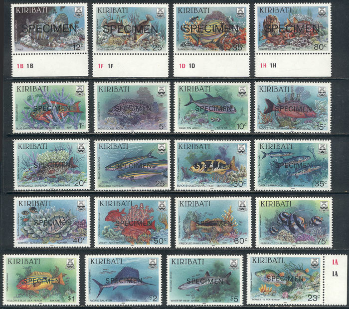 KIRIBATI Sc.452/5 + 540/54 + 567, 1985/1991 Fish, Complete Set Of 20 Values With - Kiribati (1979-...)