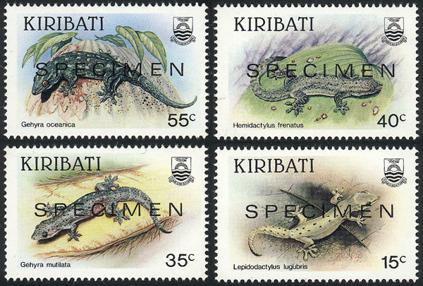 KIRIBATI Sc.480/3, 1986 Reptiles, Cpl. Set Of 4 Values With SPECIMEN Overprint, - Kiribati (1979-...)