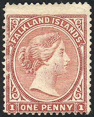 FALKLAND ISLANDS/MALVINAS Sc.7, With Variety: Very Notable Double-line LETTER Wa - Falkland