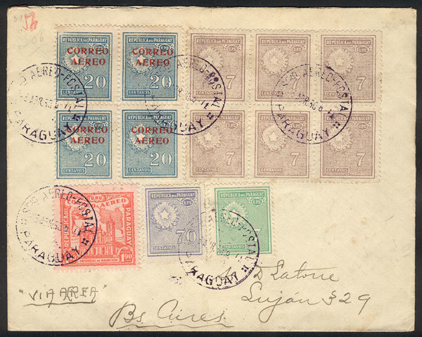 PARAGUAY 3/AP/1930 Asunción - Buenos Aires: Airmail Cover With Nice Franking, VF - Paraguay