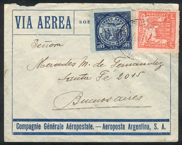 PARAGUAY 13/FE/1931 Asunción - Buenos Aires: Airmail Cover Sent By Aeroposta Arg - Paraguay