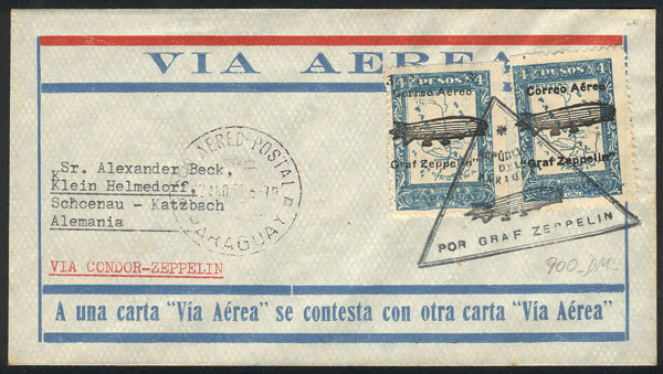 PARAGUAY Cover Flown By ZEPPELIN, Franked With The Complete Set Sc.C54/55 And Se - Paraguay