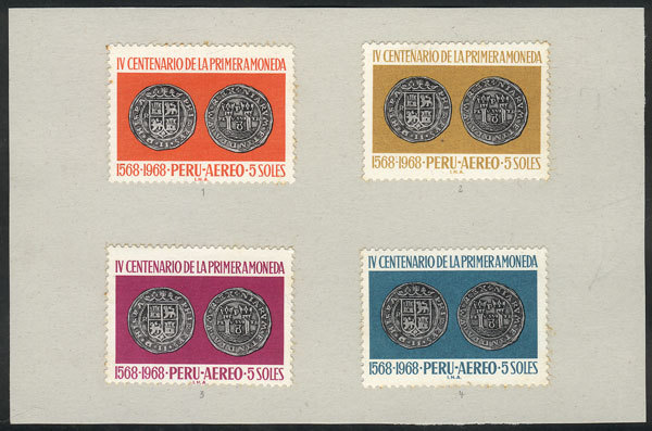 PERU Sc.C234/235, 1969 Oil Coins, TRIAL COLOR PROOFS (in The Adopted Colors + Ot - Pérou