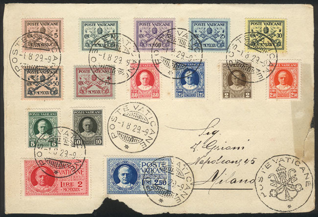 VATICAN Front Of Cover Franked With The Complete Set Sc./Sassone 1/13 + E1/2 Wit - Autres & Non Classés