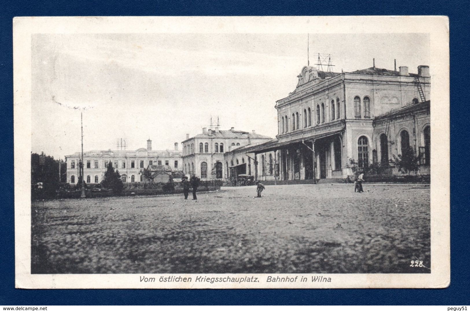 Lituanie. Vilnius, La Gare. Bahnhof In Wilna. Censure Mulhausen. Feldpost Camouflé Juin 1917 - Lituania