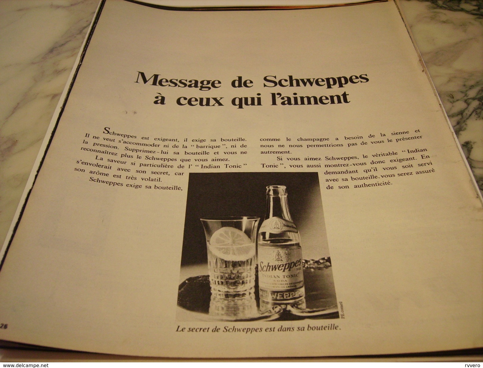 ANCIENNE PUBLICITE MESSAGE DE  SCHWEPPES 1970 - Affiches