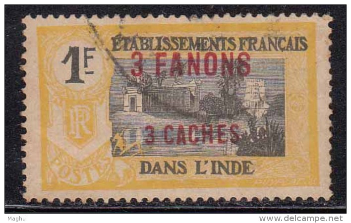 France French India 1923 Used, 3fa 3ca On 1F, - Used Stamps