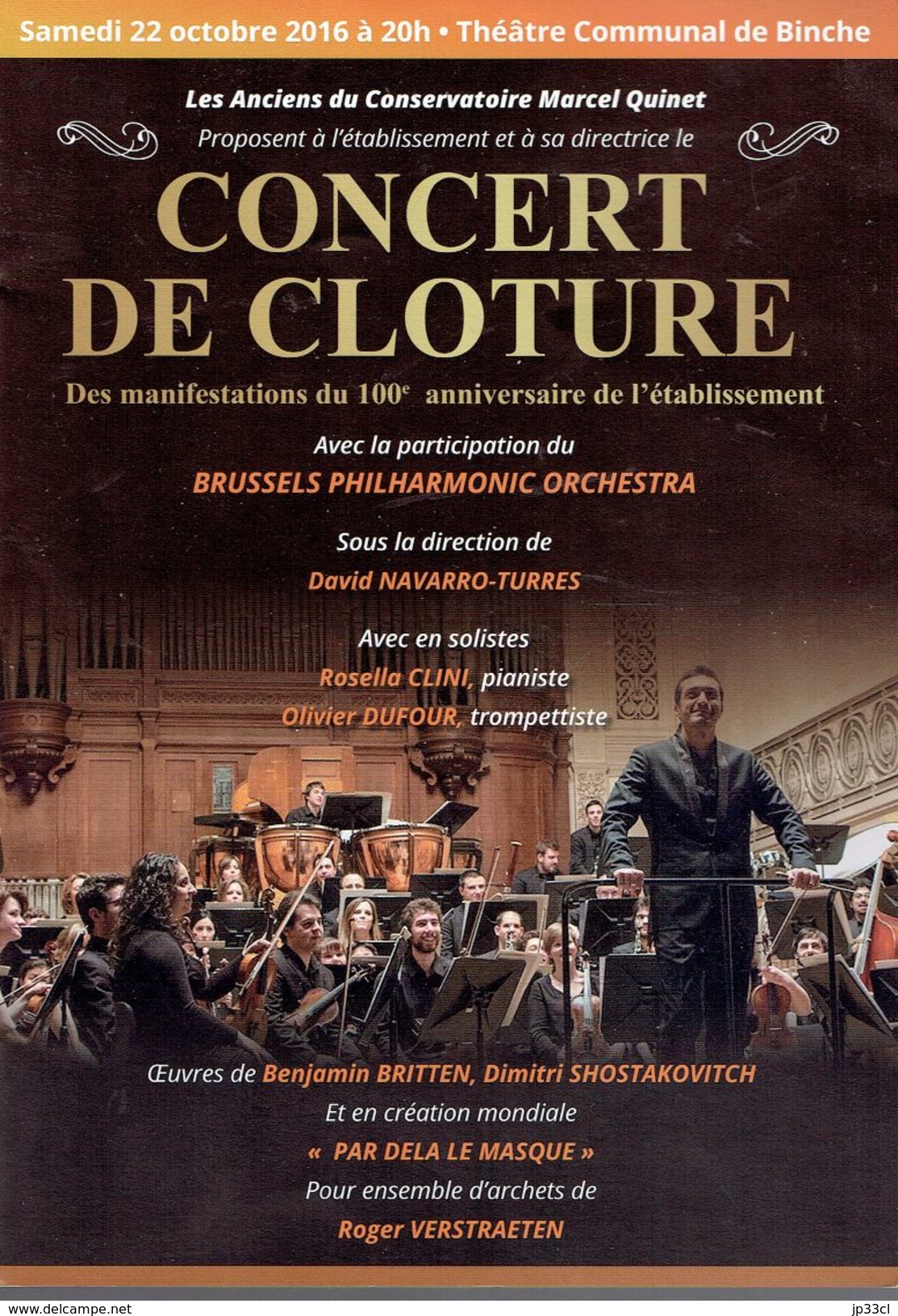 Binche Rosella Clini Olivier Dufour Roger Verstraeten Conservatoire Marcel Quinet Concert De Clôture 10/2016 - Programmes