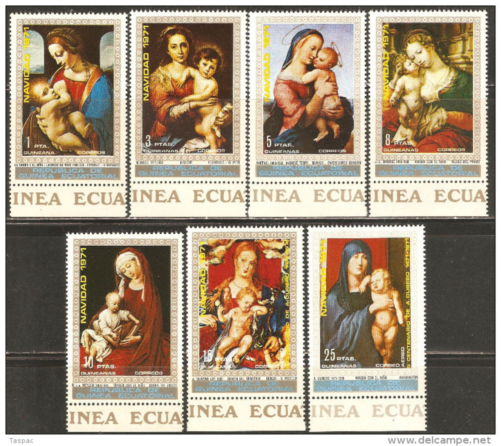 Equatorial Guinea 1972 Mi# 37-43 ** MNH - Christmas / Paintings Virgin And Child - Äquatorial-Guinea