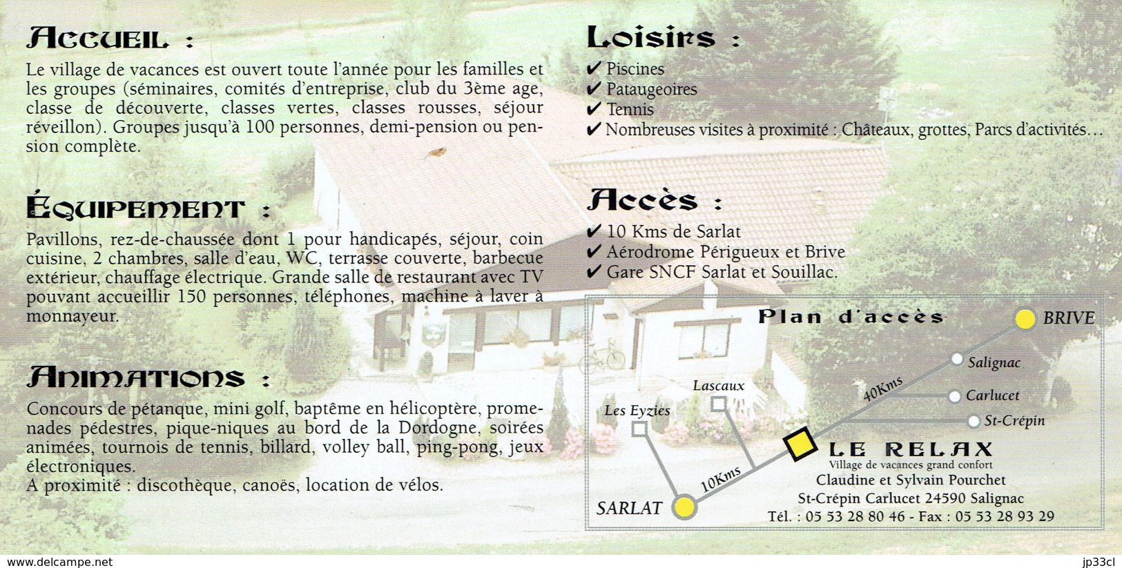 Dépliant Touristique "Au Relax - En Périgord Noir" Salignac (vers 2000) - Toeristische Brochures