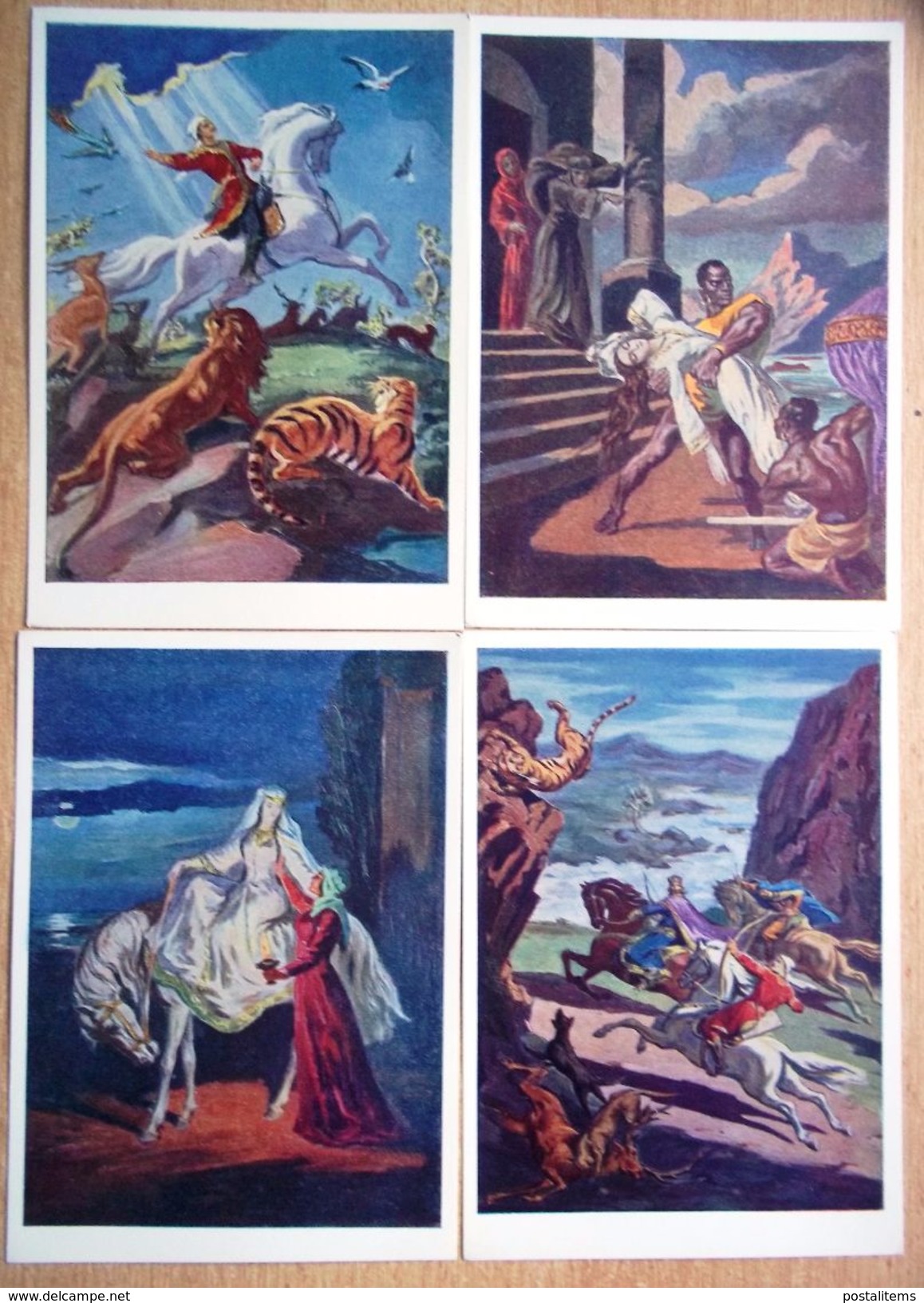 Shota Rustaveli. "The Knight In The Panther's Skin". Drawings By Irakli Toidze. Set Of 16 Postcards. 1966 - Peintures & Tableaux