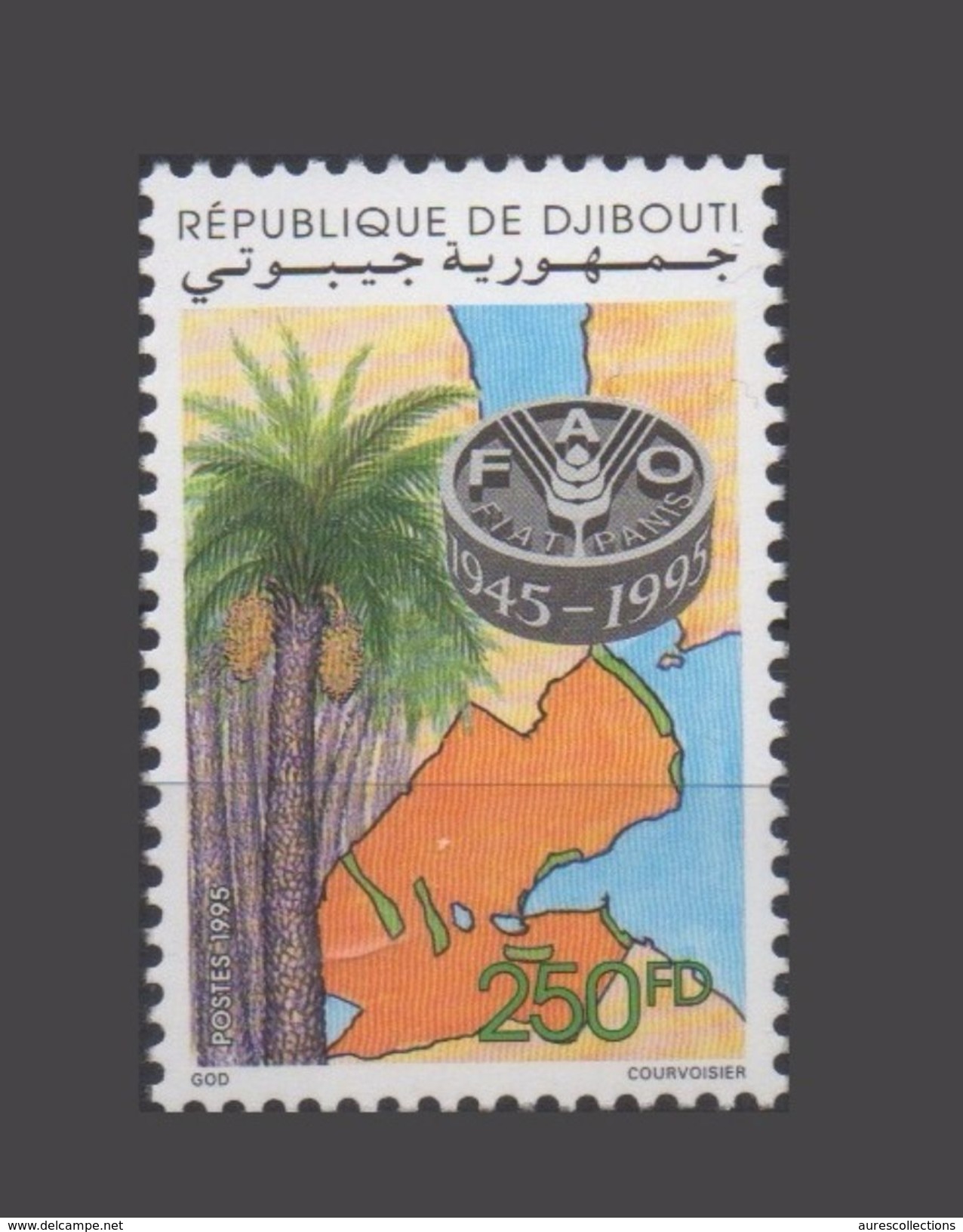 DJIBOUTI FAO 1945 - 1995 50 YEARS ANNIVERSARY WFO Palm Tree Palmier 1995 Yvert YT 719F MICHEL Mi 617 MNH ** RARE - Against Starve