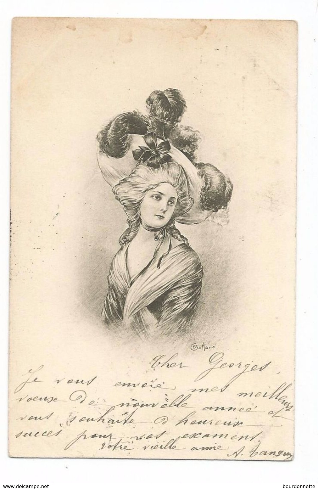FEMMES - FRAU - LADY - Jolie Carte Fantaisie Portrait Femme Illustrateur GOTTARO - Femmes