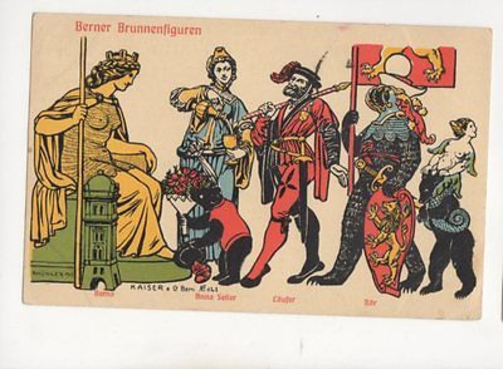 Berner Brunnenfiguren Switzerland 1909 Postcard Kaiser 260b - Berne