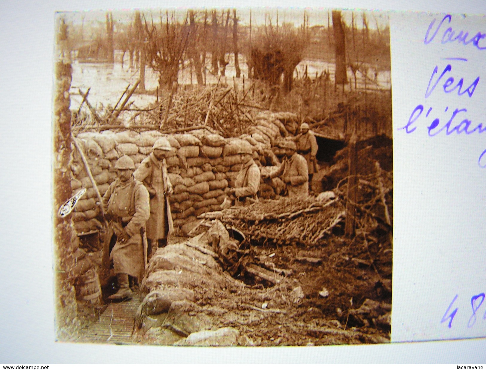 Plaque Photo Stereo Stereoscopique Ww1 1914-18 Militaire Vaux Vers L'etang 484 - Guerre, Militaire