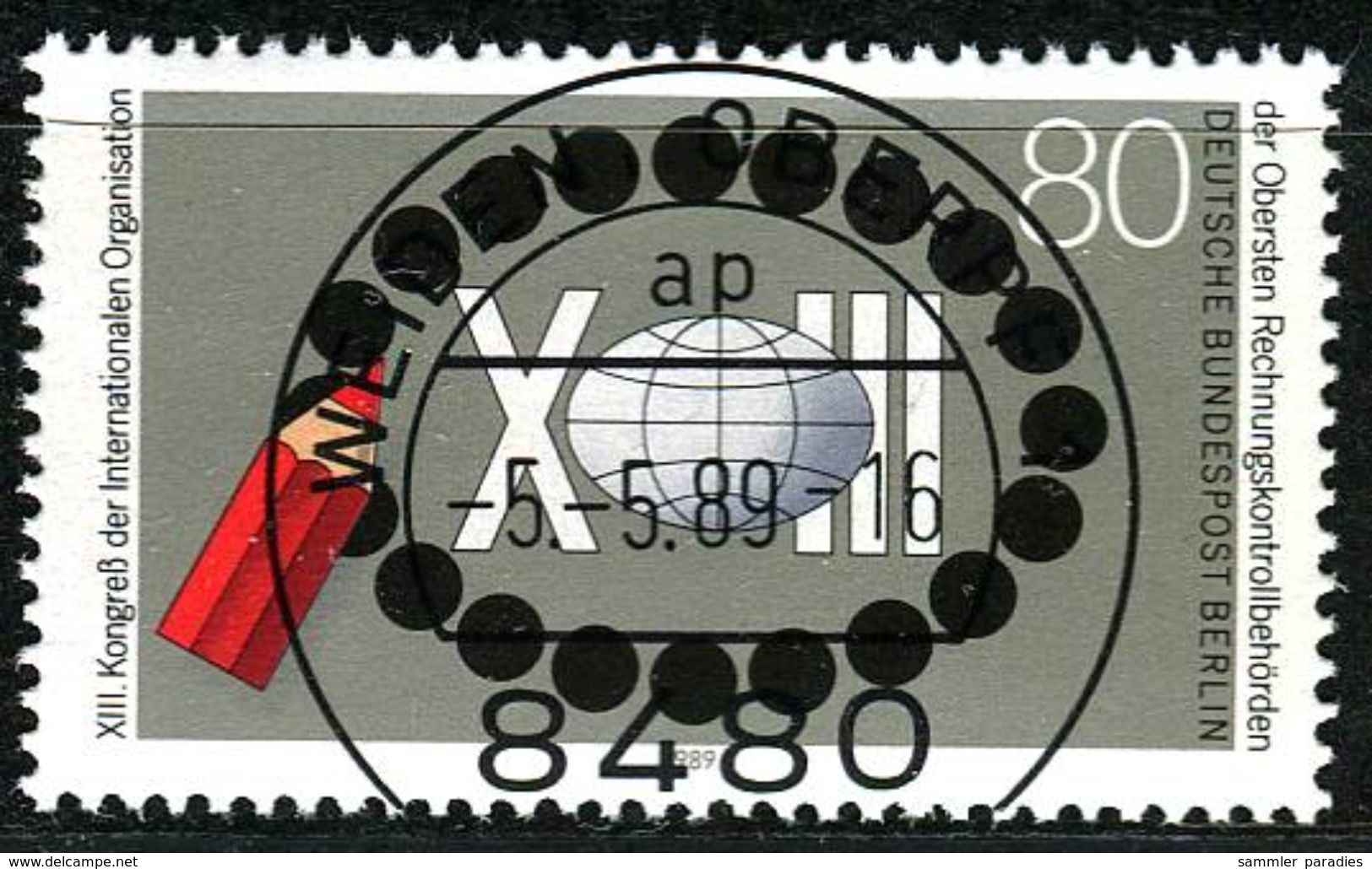 Berlin - Mi 843 - Zentrisch OO Gestempelt (A) - 80Pf  Rechnungkontrollbehörden - Used Stamps