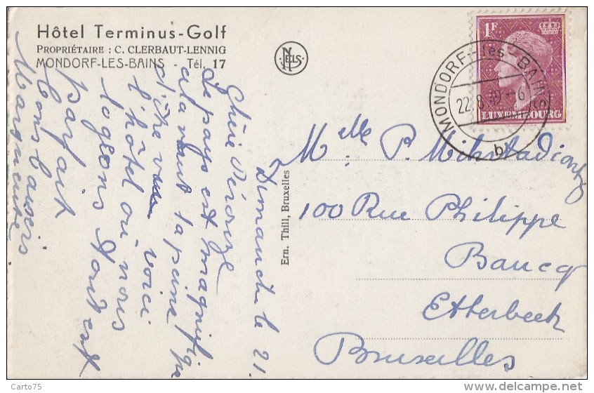 Luxembourg - Mondorf Les Bains - Hôtel Terminus Golf - 1949 - Mondorf-les-Bains