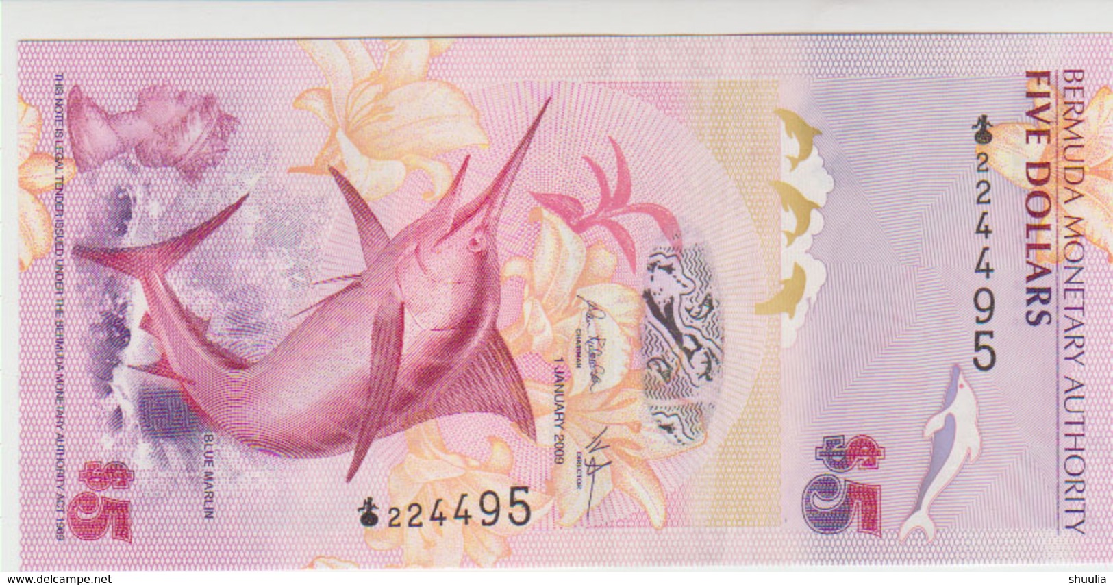 Bermudas 5 Dollars 2009 Pick 58a UNC - Bermudas