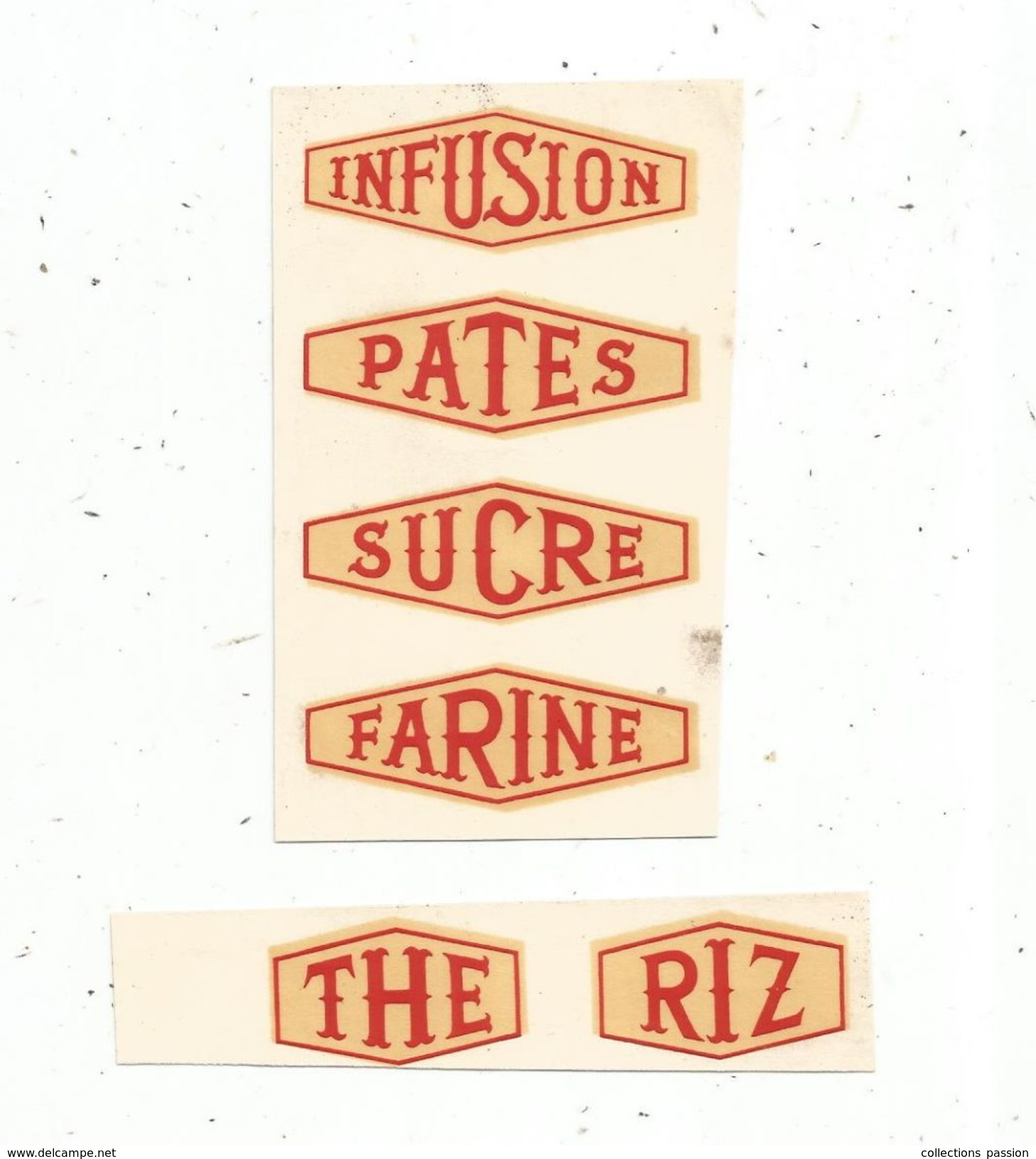 étiquettes : Thé , Sucre , Infusion , Pates , Sucre , Farine , Decalcomanies , 2 Scans - Autres & Non Classés