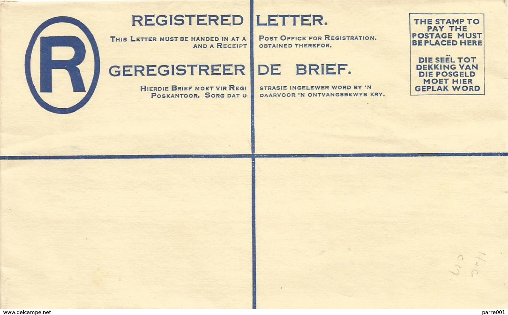 South Africa 1961 Baobab 5c Type 23 Sehler 2007 Catalogue Registered Postal Stationary Cover - Posta Aerea
