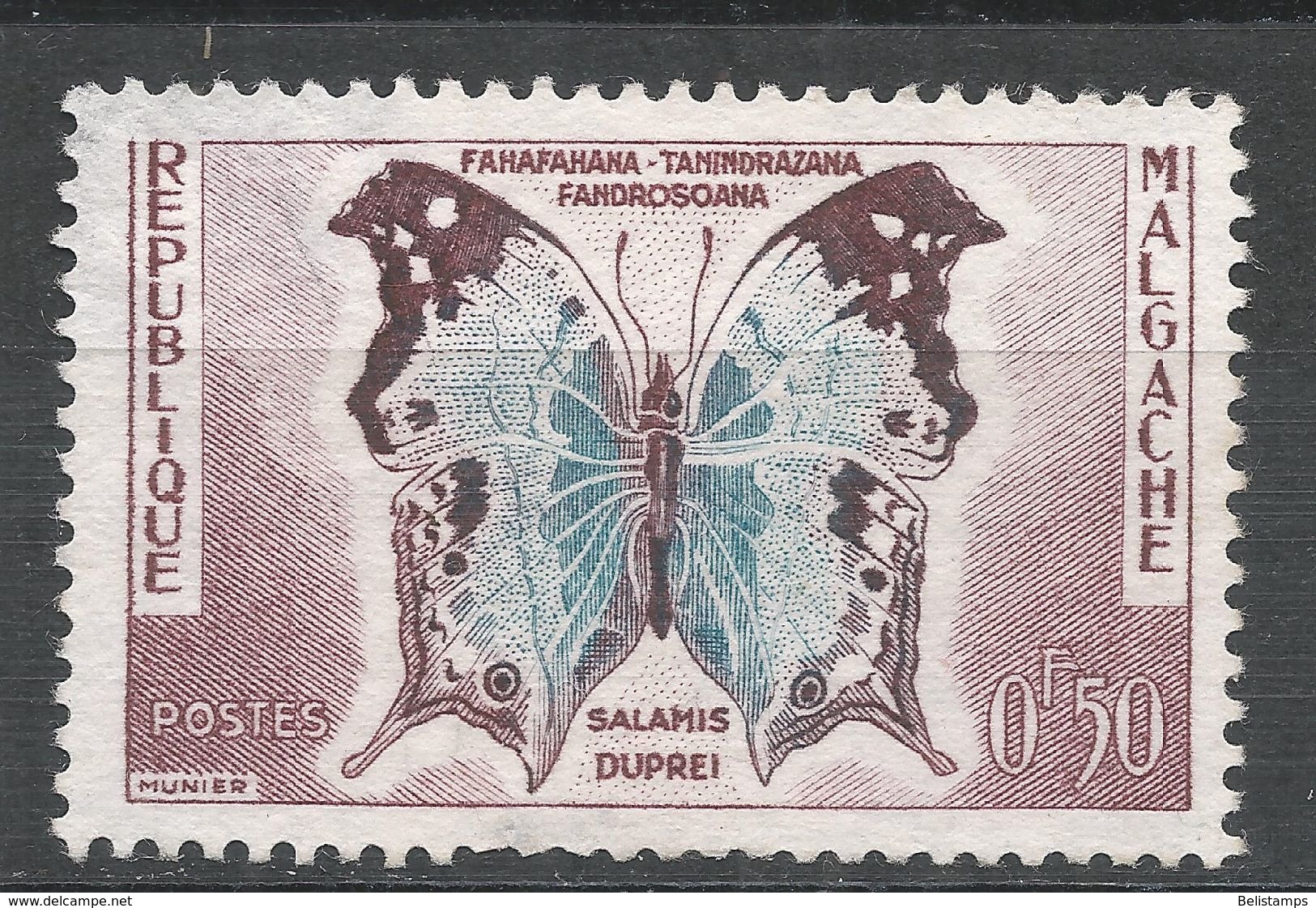 Malagasy Republic 1960. Scott #308 (M) Butterfly - Madagascar (1960-...)