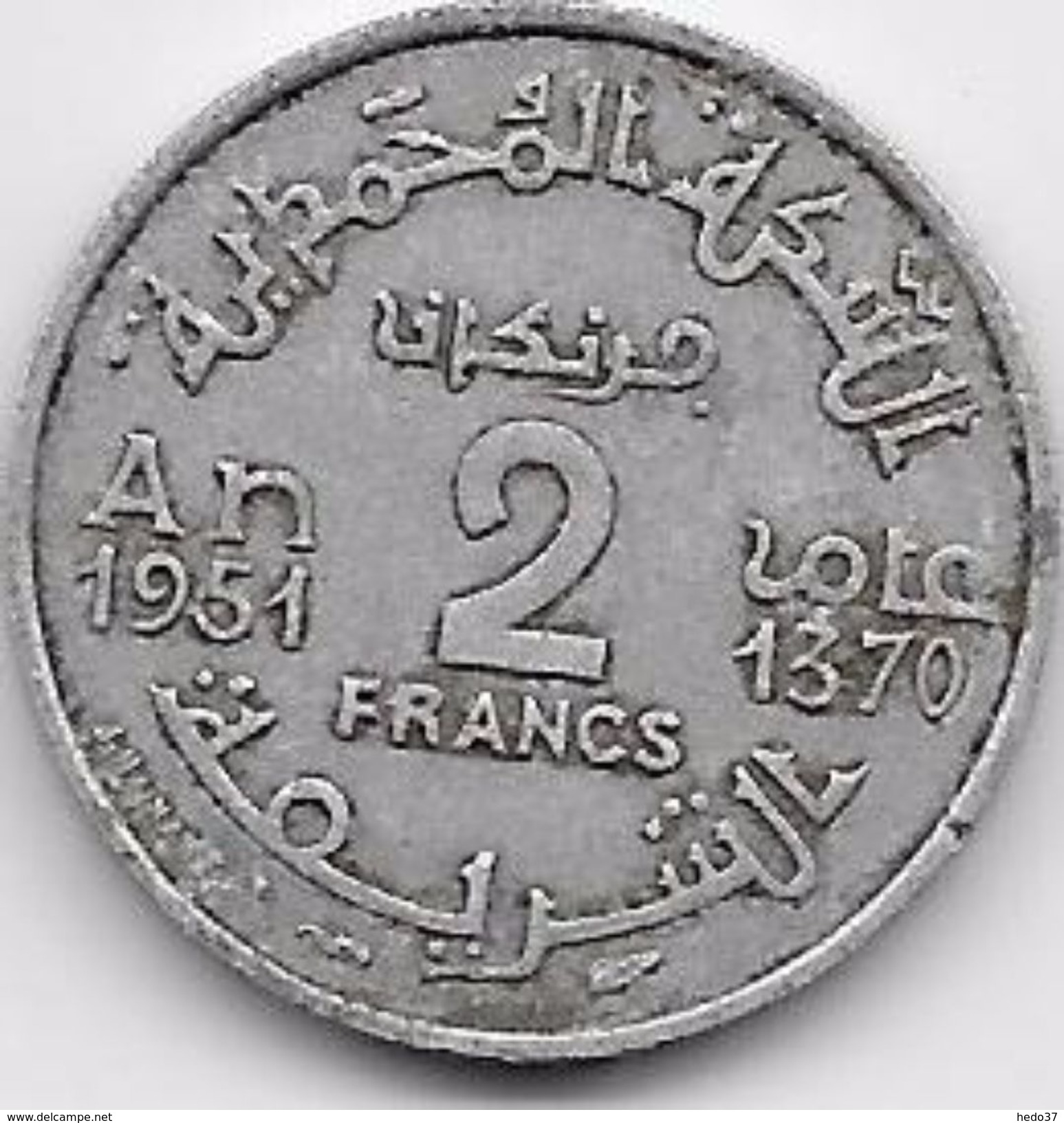 Maroc 2 Francs Empire 1370 - Maroc