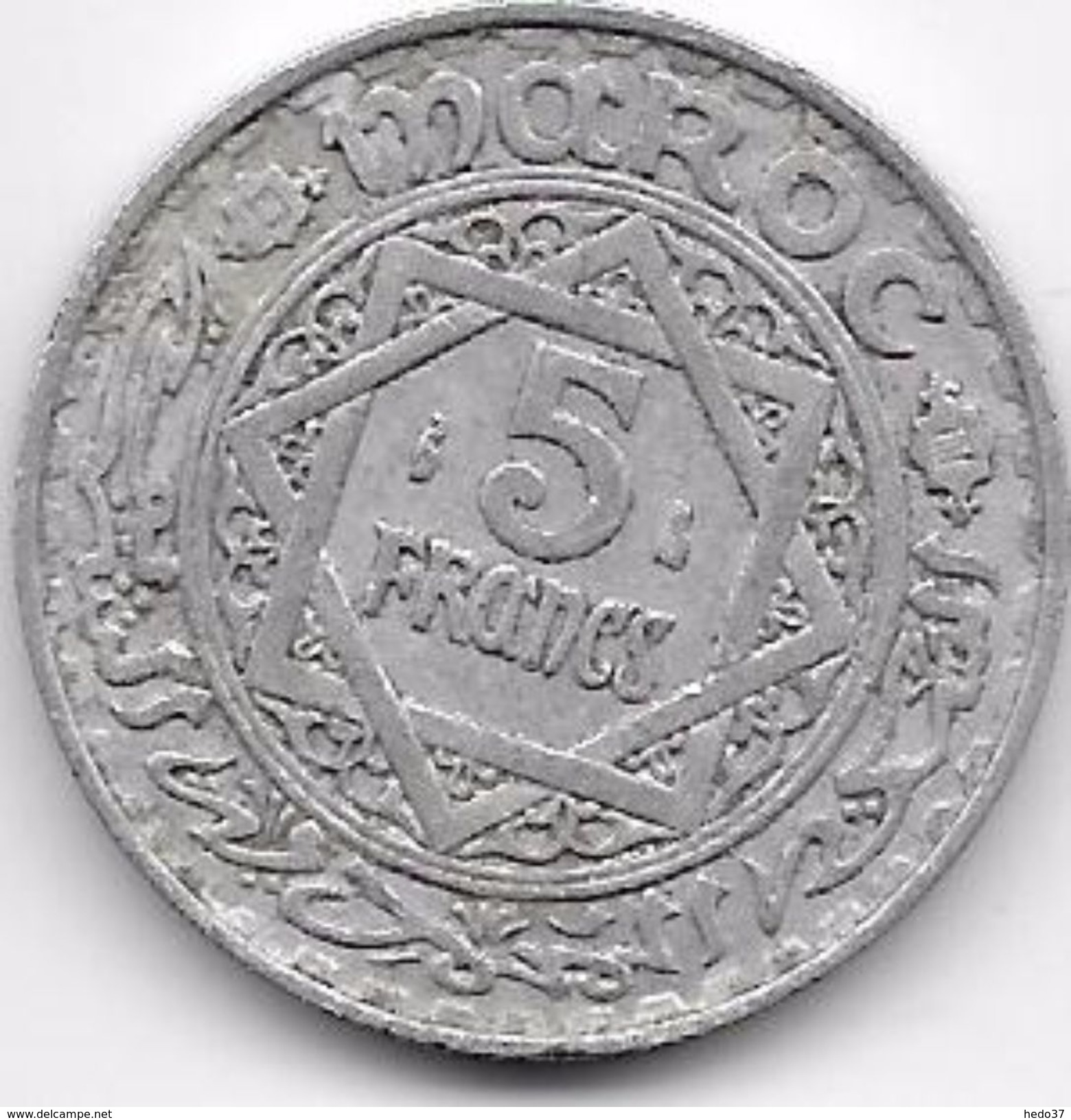 Maroc 5 Francs Empire Cherifien Aluminium - Maroc