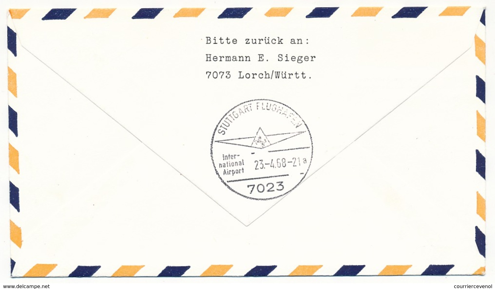 1 Entier Réponse DDR + 1 Enveloppe - Vol LH 263 PARIS STUTTGART - Boeing 737 City Jet - 23/04/1968 - First Flight Covers