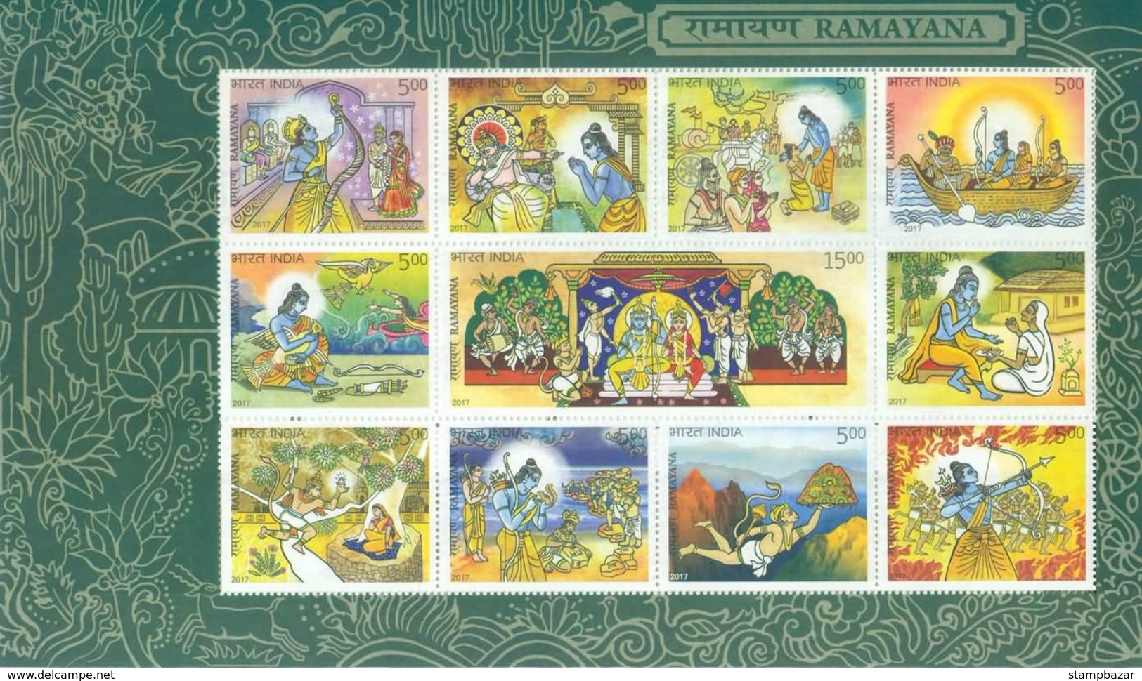 INDIA 2017 Ramayana Hindu Mythology Religion Epic Monkey Miniature Souvenir Sheet Block MNH - Induismo