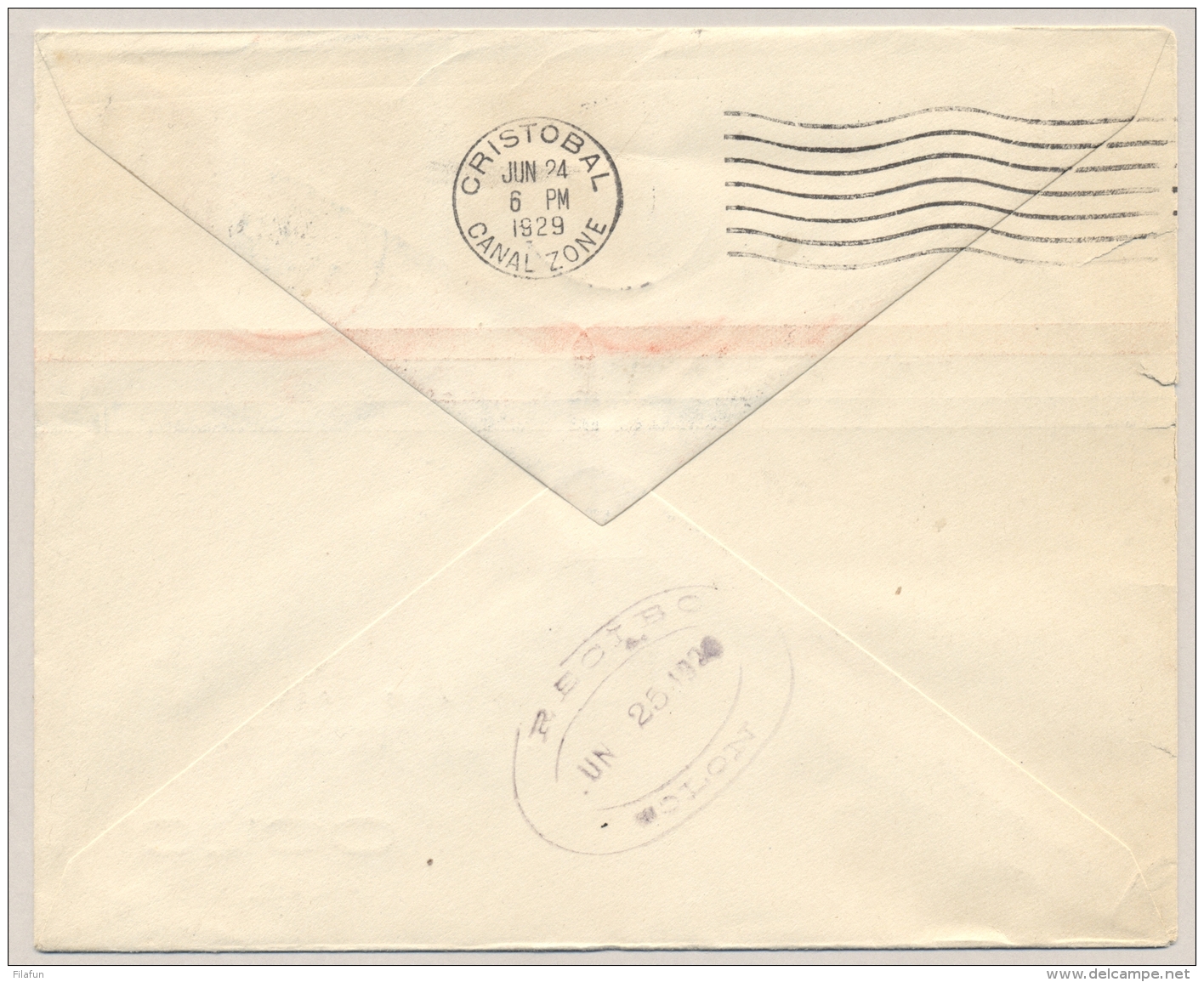 Curacao - 1929 - Tricolore Franking On First PAA Returnflight Cover From Curacao To Colon - Curazao, Antillas Holandesas, Aruba