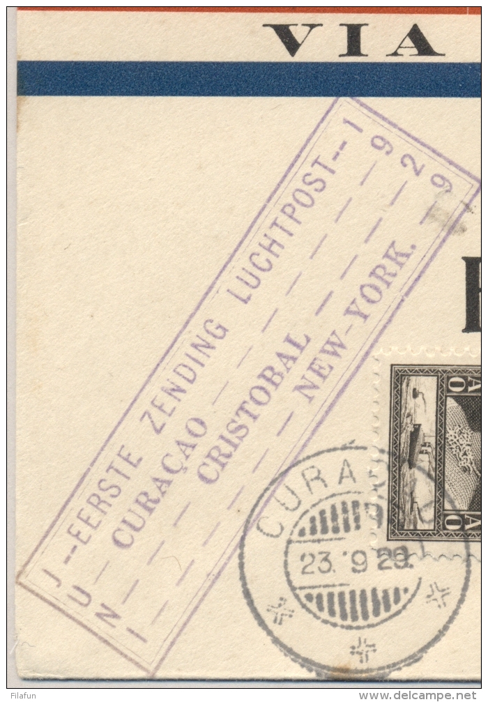 Curacao - 1929 - 4-colore Franking On First PAA Returnflight Cover From Curacao To Miami - Curaçao, Nederlandse Antillen, Aruba