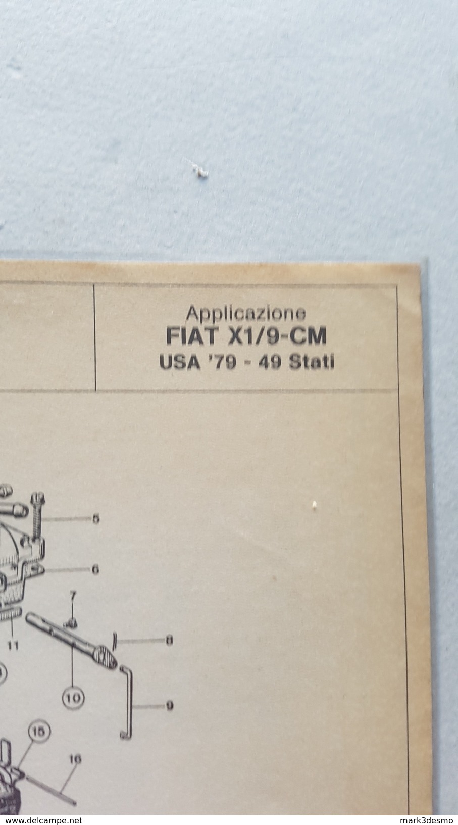 FIAT X1\9 USA 1979  Weber Carburettor Original Parts Catalog - Cars