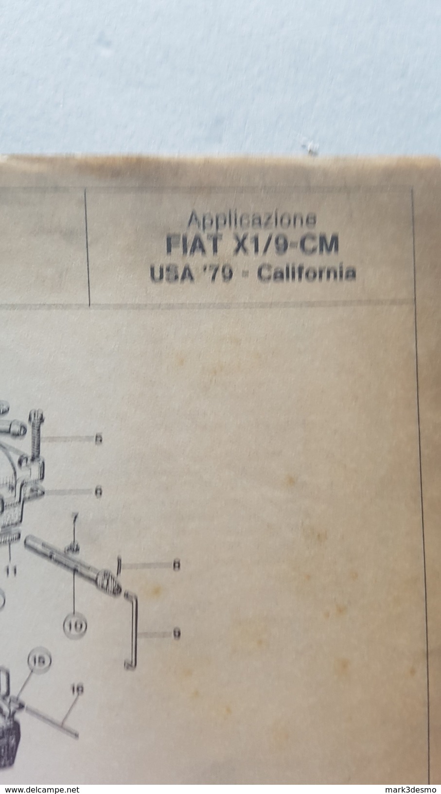 FIAT X1\9 For California 1979  Weber Carburettor Original Parts Catalog - Cars