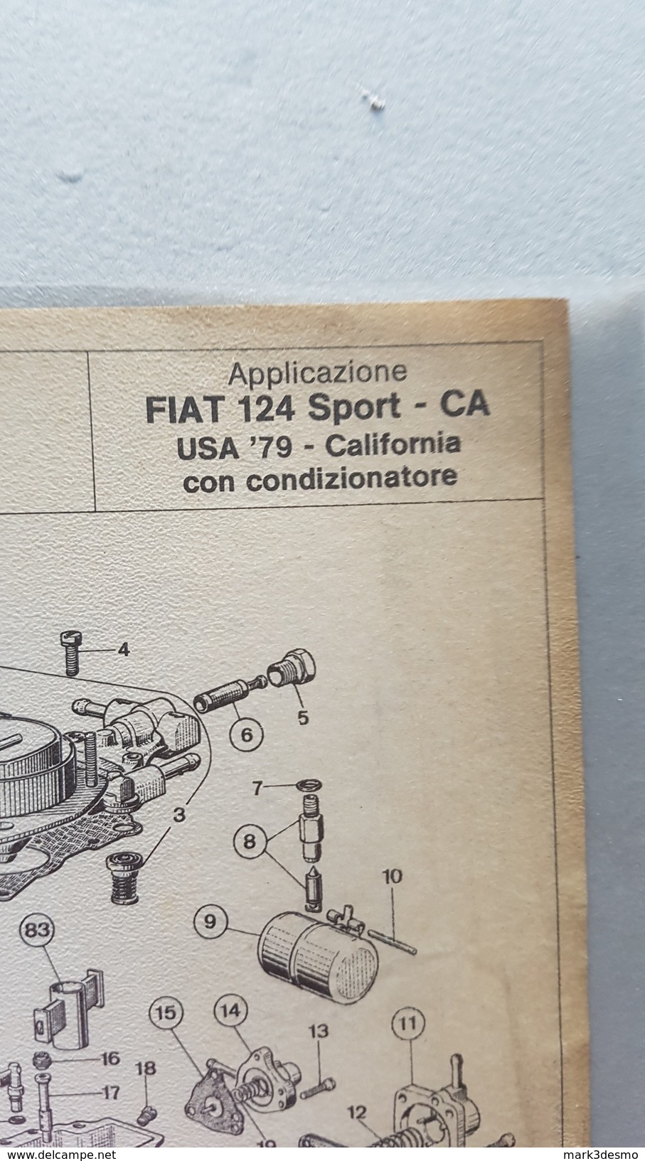 FIAT 124 Sport With Air Conditioning USA 1979  Weber Carburettor Original Parts Catalog - Cars