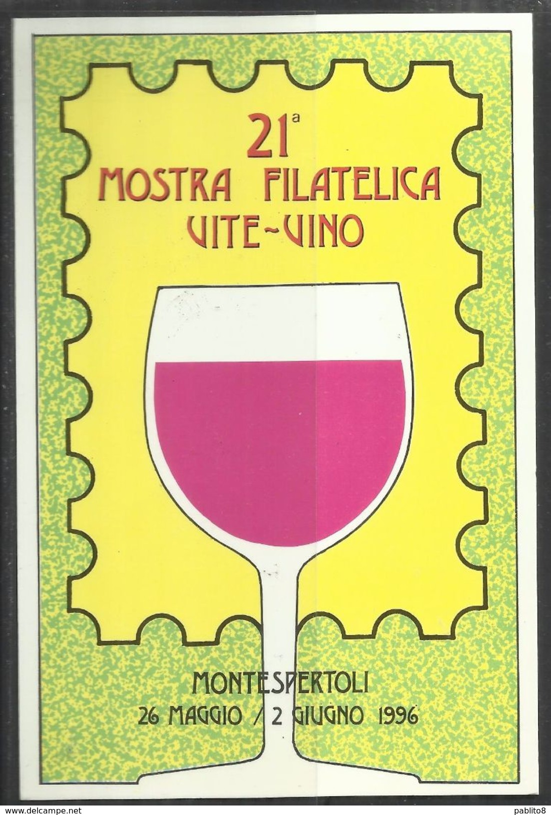 MONTESPERTOLI 26 9 1996 MOSTRA FILATELICA VITE-VINO CARTOLINA POST CARD ANNULLO SPECIALE - Borse E Saloni Del Collezionismo