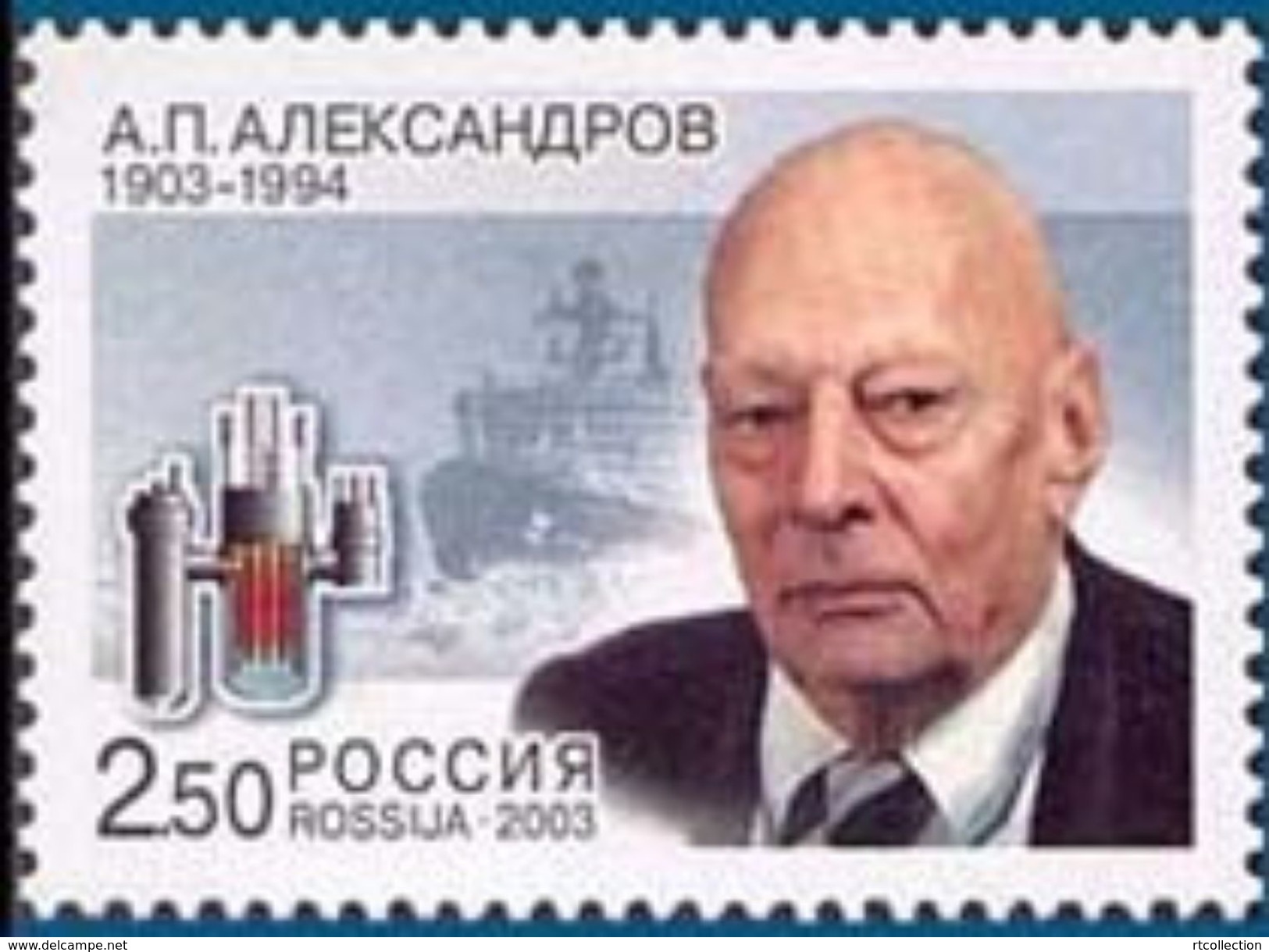 Russia 2003 100th Birth Anniv Alexandrov Scientist Sciences Nuclear Engineer Icebreaker Ship Stamp MNH Mi 1501 Sc# 6739 - Barcos Polares Y Rompehielos