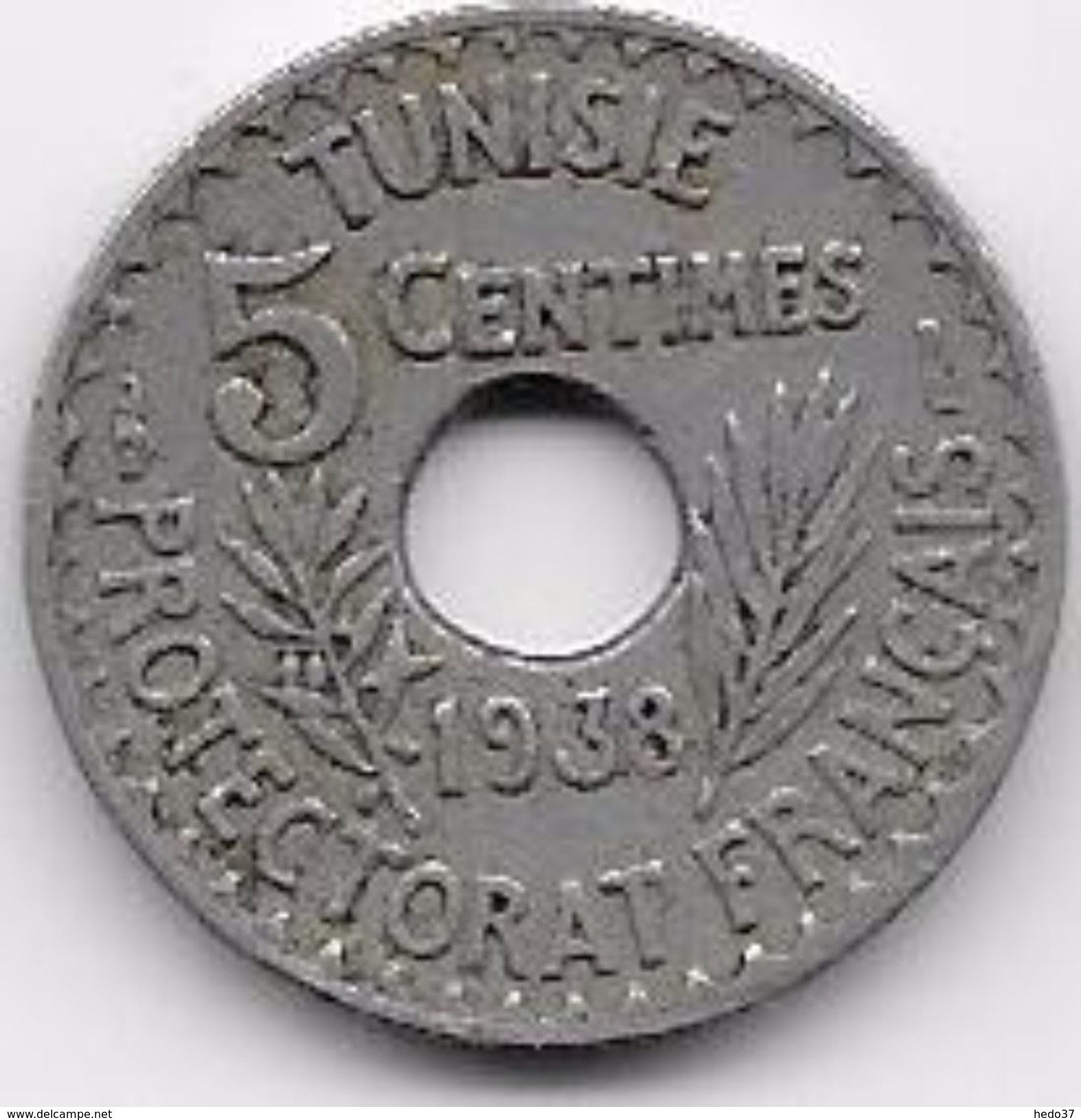 Tunisie 5 Centimes 1938 - Autres – Afrique
