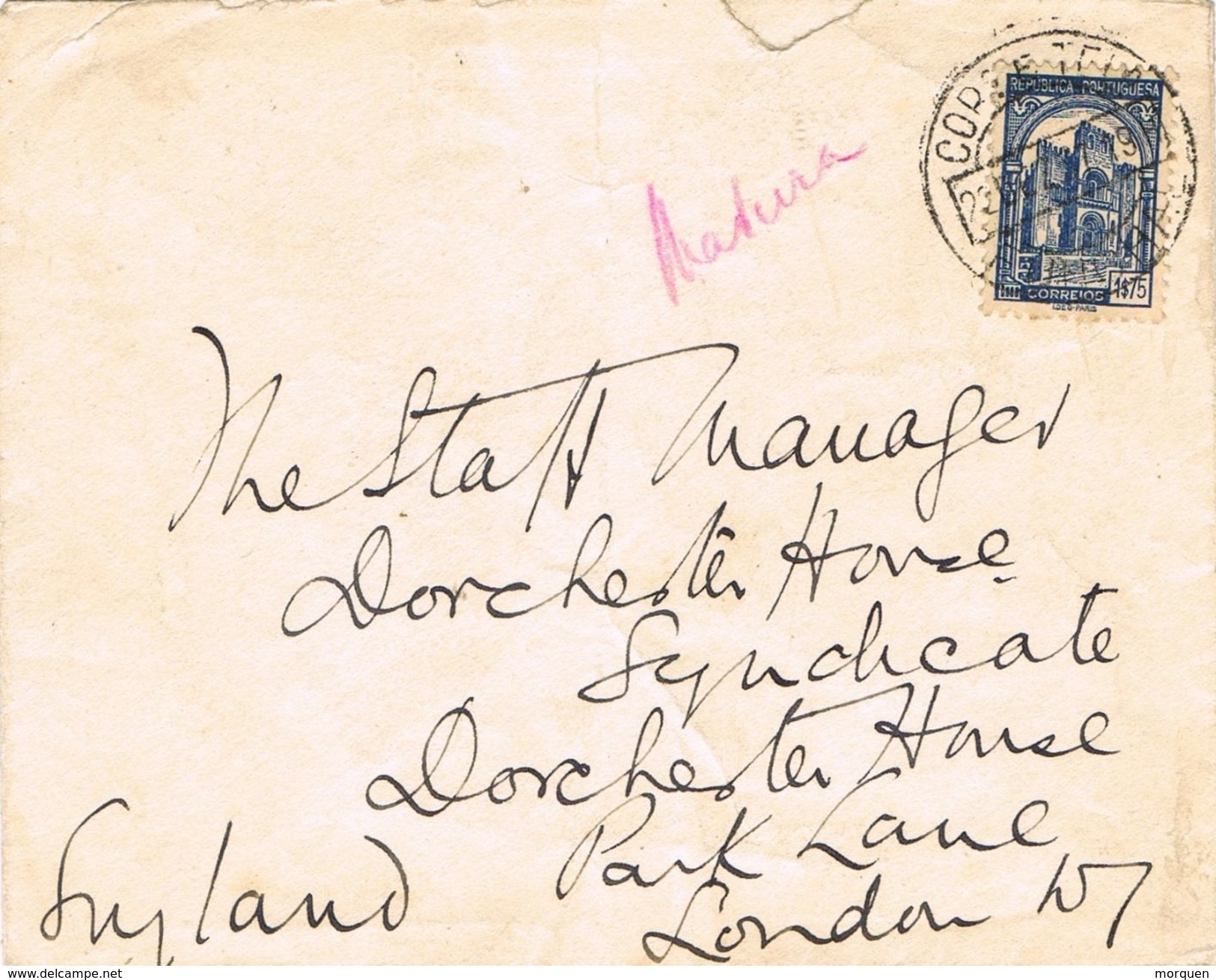 25591. Carta MADEIRA (Funchal) 1947. Islas Portuguesas. REIDS Hotel De Funchal - Funchal