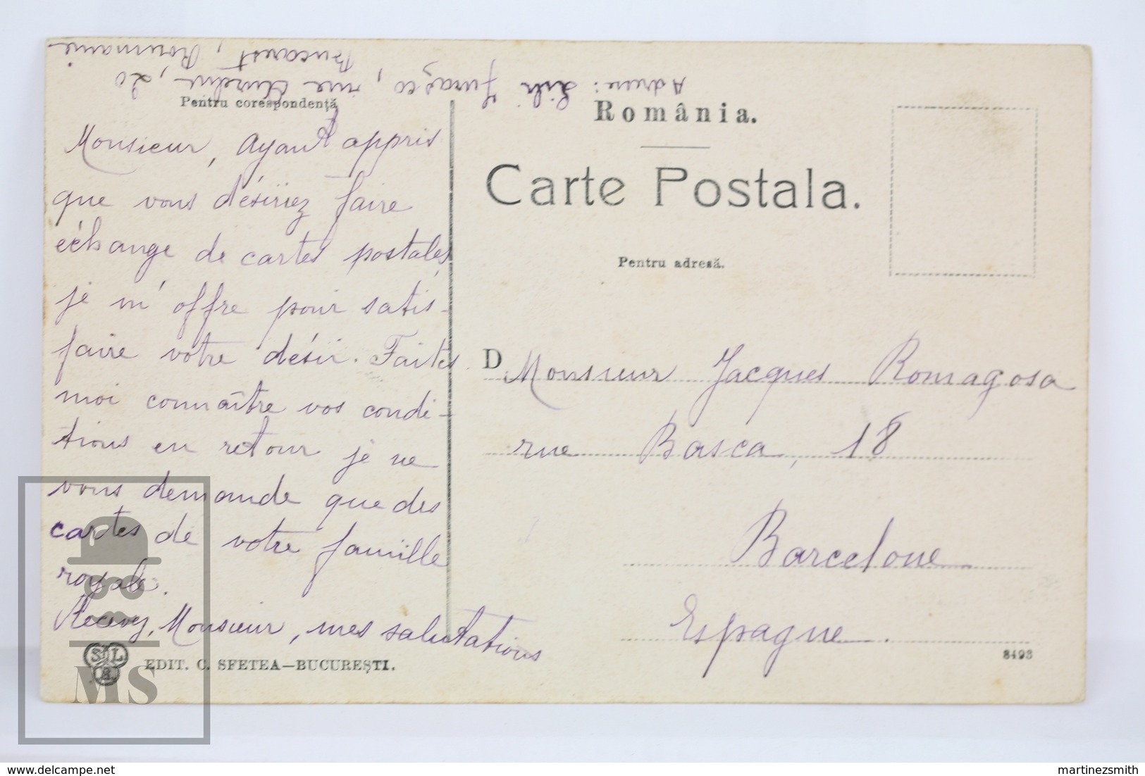 Old Postcard Romania - Bucuresti - Bucarest, Hotel Continental - Posted 1912 - Rumania