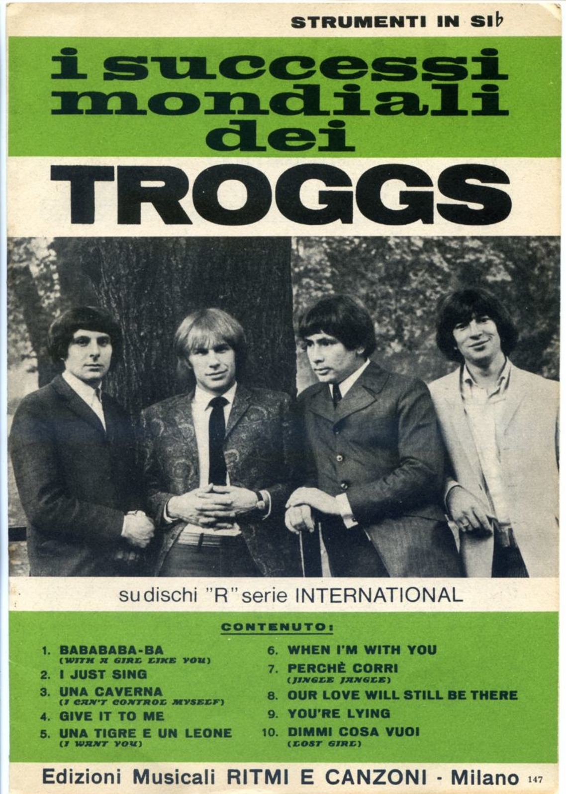 20> THE TROGGS Spartito Beat 1967 Con 10 Canzoni - Strumenti In Si-b = Sheet Music - Altri & Non Classificati